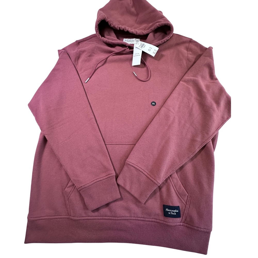 Abercrombie & Fitch Mens XXL Soft A&F Fleece Hoodie Burgundy Pullover NEW